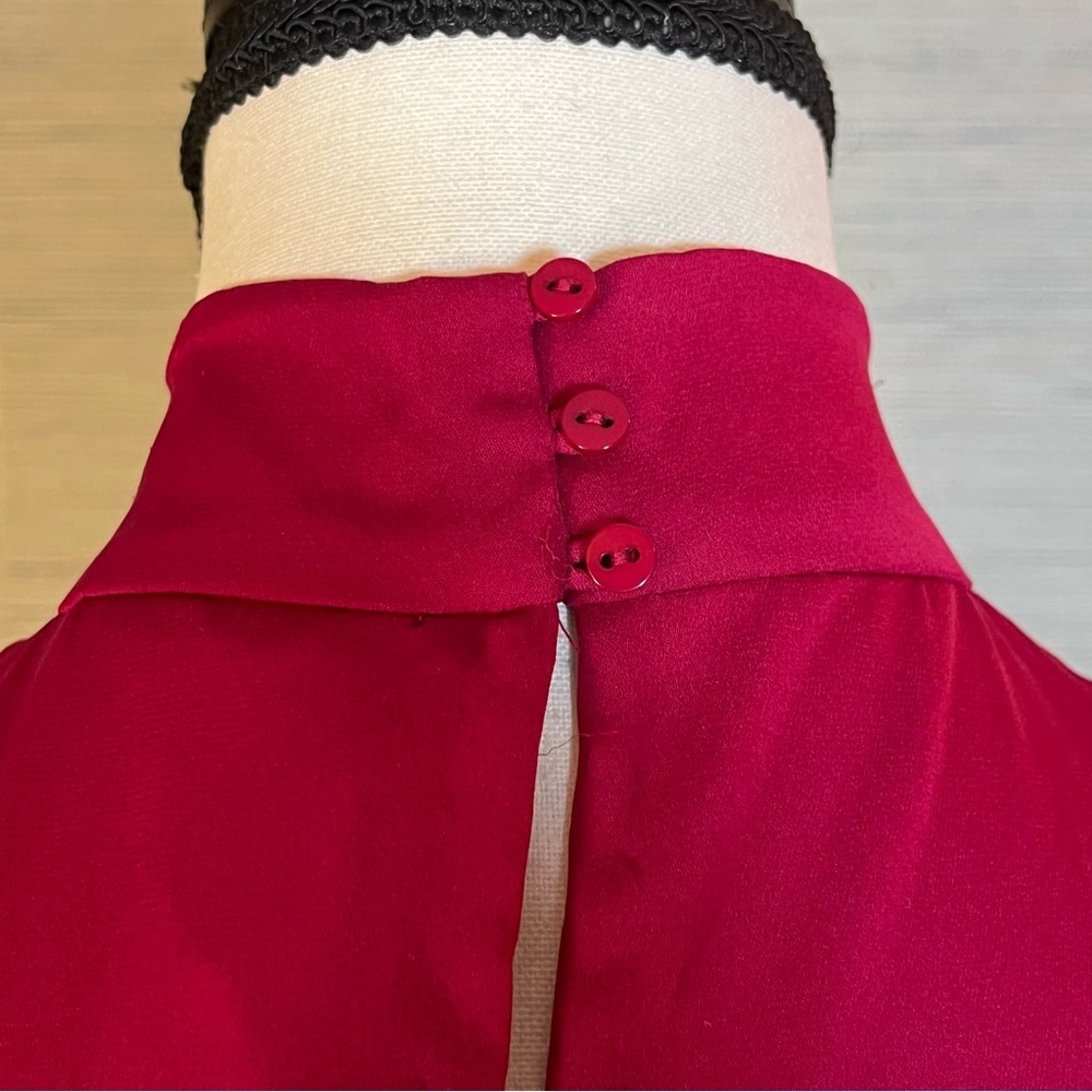 Diane Von Furstenberg Morana Stretch Silk Dress High Neck Size 4 Berry Red NWT - Picture 4 of 9